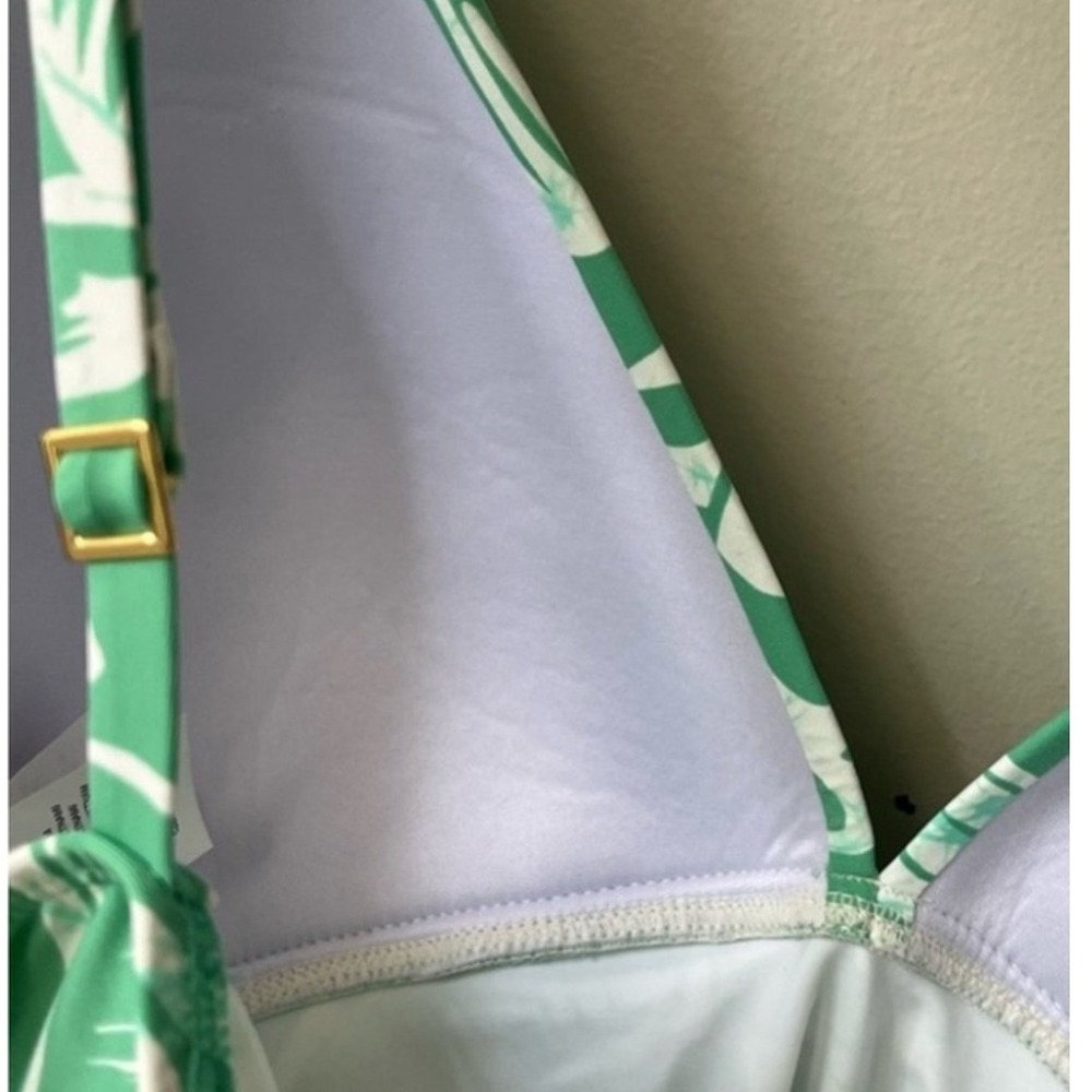La Blanca V Neck Tropical Tankini Tummy Control Top Womens 12 Green White NEW - Picture 9 of 14